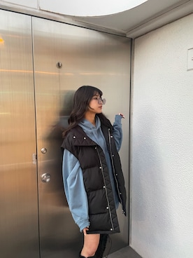 上原優香さん（レディース・163cm）の冬コーディネート