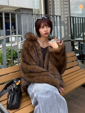 「MURUA（ムルーア）のアイテム（ブルゾン）」を使った、宇田川優香さん（レディース・163cm）の夏コーディネート