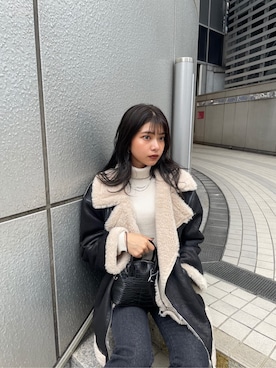 「MURUA（ムルーア）のアイテム（その他アウター）」を使った、宇田川優香さん（レディース・163cm）の秋コーディネート