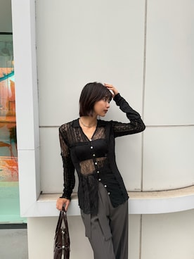 「MURUA（ムルーア）のアイテム（トップス）」を使った、上原優香さん（レディース・163cm）の春コーディネート