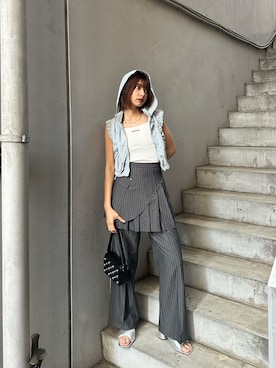 「MURUA（ムルーア）のアイテム（キャミソール）」を使った、宇田川優香さん（レディース・163cm）の夏コーディネート