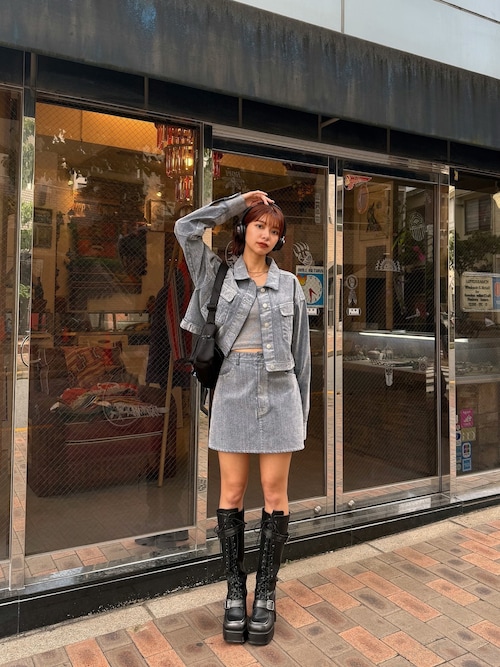 MURUA フロッキーデニムミニスカート ムルーア MURUA フロッキーデニムミニスカート【セット販売対象