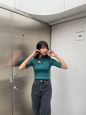 「チャイナニット」｜宇田川優香さん（レディース・163cm）の冬コーディネート