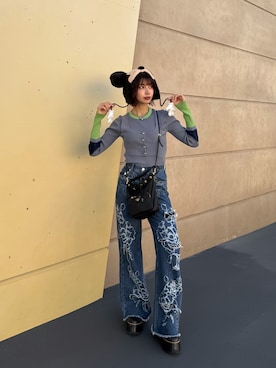 「MURUA（ムルーア）のアイテム」を使った、上原優香さん（レディース・163cm）の冬コーディネート