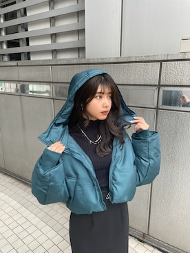 「MURUA（ムルーア）のアイテム（ダウンジャケット/コート）」を使った、宇田川優香さん（レディース・163cm）の秋コーディネート