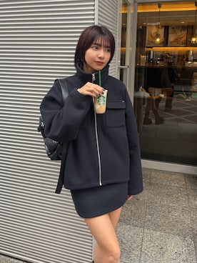 「MURUA（ムルーア）のアイテム（ブルゾン）」を使った、宇田川優香さん（レディース・163cm）の秋コーディネート