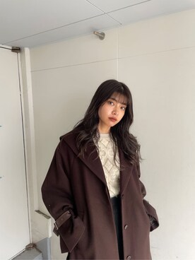 「アイテム（その他アウター、ブラウン系）」を使った、宇田川優香さん（レディース・163cm）の秋コーディネート