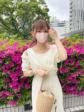 「one after another NICE CLAUP（ワンアフターアナザーナイスクラップ）のアイテム（ワンピース）」を使った、hana【骨格ナチュラル/イエベ春】さん（レディース・154cm）の春コーディネート