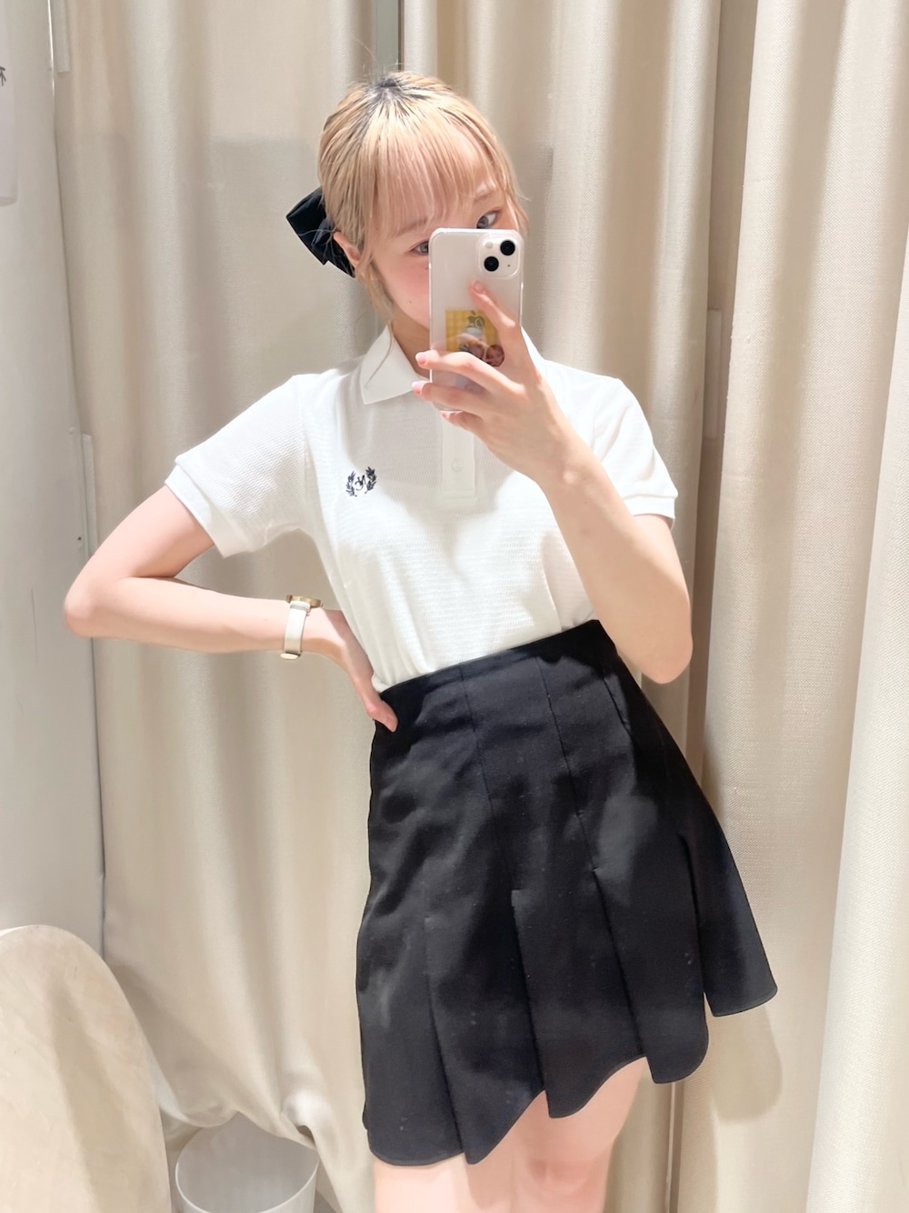 one after another NICE CLAUPのポロシャツを使った「ミニスカート」の
