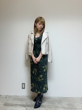 「ALLSAINTS（オールセインツ）のアイテム（ライダースジャケット）」を使った、Anaisさん（レディース・157cm）の夏コーディネート
