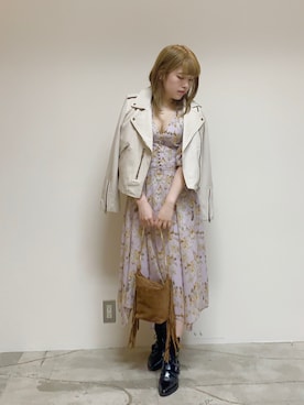 「ALLSAINTS（オールセインツ）のアイテム（ライダースジャケット）」を使った、Anaisさん（レディース・157cm）の夏コーディネート