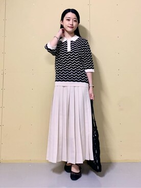 「THE SHOP TK （ザ ショップ ティーケー ）のアイテム（ニット/セーター）」を使った、saho(低身長コーデ)さん（レディース・150cm）の春コーディネート