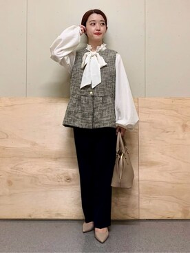 「THE SHOP TK （ザ ショップ ティーケー ）のアイテム（ベスト）」を使った、saho(低身長コーデ)さん（レディース・150cm）の冬コーディネート