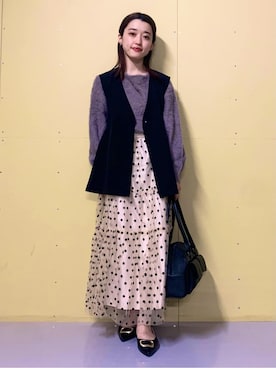 「THE SHOP TK （ザ ショップ ティーケー ）のアイテム（ベスト）」を使った、saho(低身長コーデ)さん（レディース・150cm）の冬コーディネート
