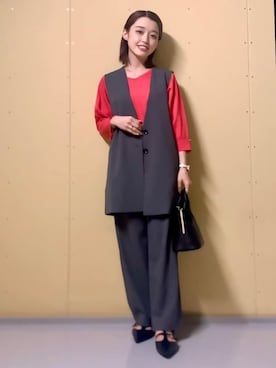 「THE SHOP TK （ザ ショップ ティーケー ）のアイテム（ベスト）」を使った、saho(低身長コーデ)さん（レディース・150cm）の夏コーディネート