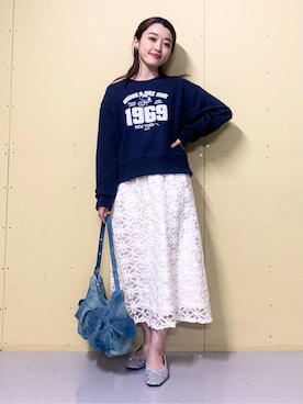 「PEANUTS（ピーナッツ）のアイテム」を使った、saho(低身長コーデ)さん（レディース・150cm）の冬コーディネート