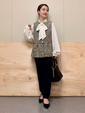 「THE SHOP TK （ザ ショップ ティーケー ）のアイテム（ベスト）」を使った、saho(低身長コーデ)さん（レディース・150cm）の冬コーディネート
