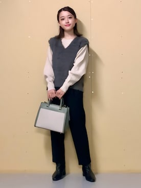 「アイテム（ベスト）」を使った、saho(低身長コーデ)さん（レディース・150cm）の秋コーディネート