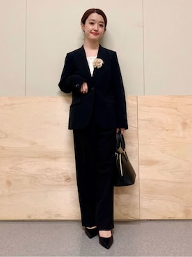 「アイテム（ブローチ/コサージュ、ベージュ系）」を使った、saho(低身長コーデ)さん（レディース・150cm）の冬コーディネート