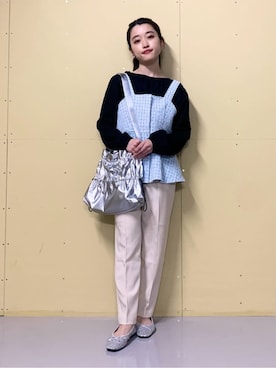 「THE SHOP TK （ザ ショップ ティーケー ）のアイテム（トートバッグ）」を使った、saho(低身長コーデ)さん（レディース・150cm）の冬コーディネート