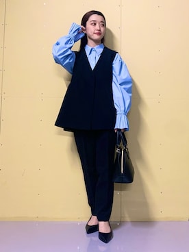「THE SHOP TK （ザ ショップ ティーケー ）のアイテム（ベスト）」を使った、saho(低身長コーデ)さん（レディース・150cm）の冬コーディネート