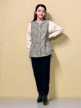 「THE SHOP TK （ザ ショップ ティーケー ）のアイテム（ベスト）」を使った、saho(低身長コーデ)さん（レディース・150cm）の冬コーディネート