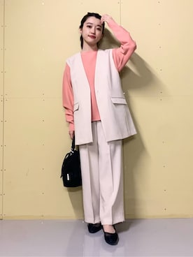 「THE SHOP TK （ザ ショップ ティーケー ）のアイテム（ベスト）」を使った、saho(低身長コーデ)さん（レディース・150cm）の冬コーディネート