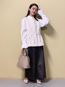 「THE SHOP TK （ザ ショップ ティーケー ）のアイテム（ベスト）」を使った、saho(低身長コーデ)さん（レディース・150cm）の冬コーディネート