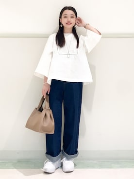 「PUMA（プーマ）のアイテム」を使った、saho(低身長コーデ)さん（骨格ウェーブ・レディース・150cm）の春コーディネート