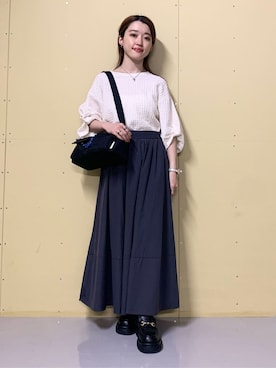 「THE SHOP TK （ザ ショップ ティーケー ）のアイテム（スカート）」を使った、saho(低身長コーデ)さん（レディース・150cm）の春コーディネート