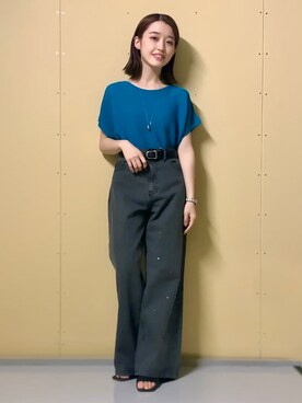 「THE SHOP TK （ザ ショップ ティーケー ）のアイテム（デニムパンツ）」を使った、saho(低身長コーデ)さん（レディース・150cm）の夏コーディネート