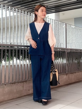 「THE SHOP TK （ザ ショップ ティーケー ）のアイテム（デニムパンツ）」を使った、saho(低身長コーデ)さん（レディース・150cm）の春コーディネート