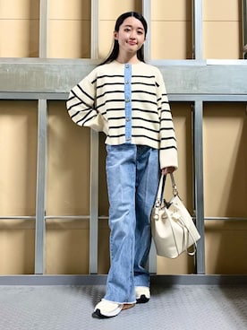 「THE SHOP TK （ザ ショップ ティーケー ）の巾着ショルダーバッグ（ショルダーバッグ）」を使った、saho(低身長コーデ)さん（レディース・150cm）の春コーディネート