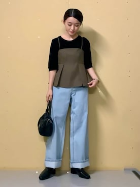 「THE SHOP TK （ザ ショップ ティーケー ）のアイテム（デニムパンツ）」を使った、saho(低身長コーデ)さん（レディース・150cm）の秋コーディネート