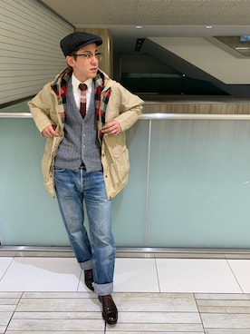 「WOOLRICH（ウールリッチ）のアイテム（マウンテンパーカー）」を使った、Meikyさん（メンズ・179cm）の冬コーディネート