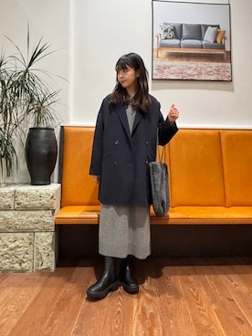 「RODE SKO（ロデスコ）のタッセル付フラッフィトートバッグ（トートバッグ）」を使った、kuroさん（レディース・158cm）の冬コーディネート