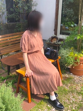 「earth music&ecology（アースミュージックアンドエコロジー）のアイテム（ワンピース、ベージュ系）」を使った、あげちさん（レディース・155cm）の夏コーディネート