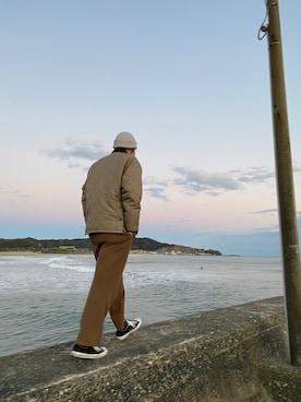 「茶色」｜「アイテム（ブルゾン）」を使った、laundrynameさん（メンズ・176cm）の冬コーディネート