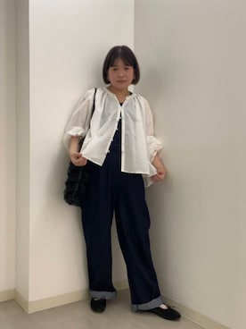 「アイテム（サロペット/オーバーオール、ブルー系）」を使った、sayaさん（レディース・148cm）の秋コーディネート
