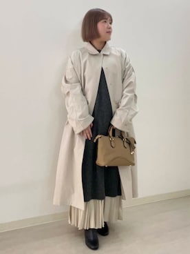 「アイテム（ステンカラーコート）」を使った、sayaさん（レディース・148cm）の冬コーディネート