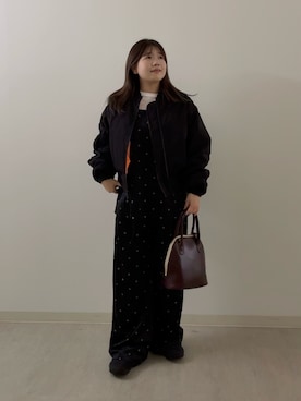 「アイテム（MA-1）」を使った、sayaさん（レディース・148cm）の秋コーディネート