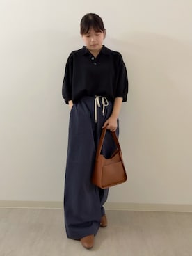 「アイテム（ポロシャツ）」を使った、sayaさん（レディース・148cm）の秋コーディネート