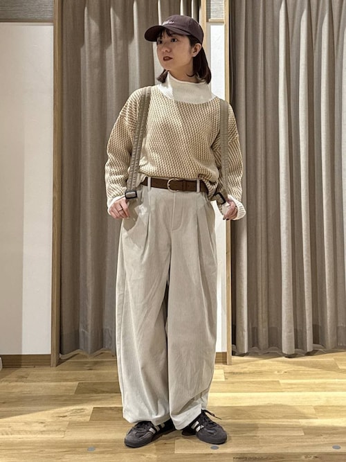 セール】【イージーケア】コーデュロイワイドパンツ[プチ・プラス