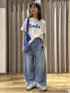「studio CLIP（スタディオクリップ）のアイテム（Tシャツ/カットソー）」を使った、シュナさん（レディース・160cm）の夏コーディネート