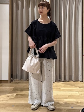 「studio CLIP（スタディオクリップ）のバーベルチェーンネックレス（ネックレス、その他）」を使った、シュナさん（レディース・160cm）の夏コーディネート