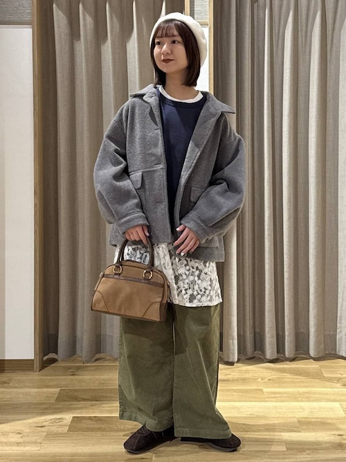 慈雨 グレー ストライプ ポケット付きキュロット 大人の移動ポケット縦長め19cm グレーストライプ他 ポシェット K&S