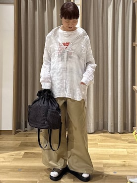 「studio CLIP（スタディオクリップ）のアイテム（バッグ）」を使った、シュナさん（レディース・160cm）の春コーディネート