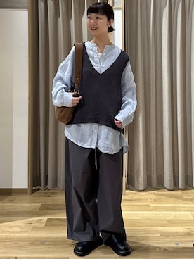 「studio CLIP（スタディオクリップ）のアイテム（パンツ）」を使った、シュナさん（レディース・160cm）の春コーディネート