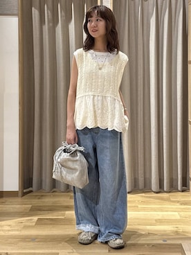 「アイテム（イヤリング）」を使った、シュナさん（レディース・160cm）の夏コーディネート