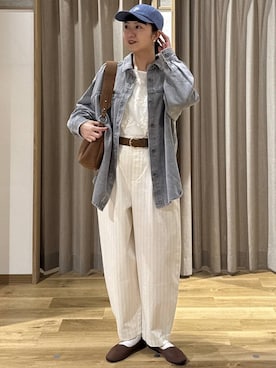 「studio CLIP（スタディオクリップ）のアイテム（帽子）」を使った、シュナさん（レディース・160cm）の春コーディネート